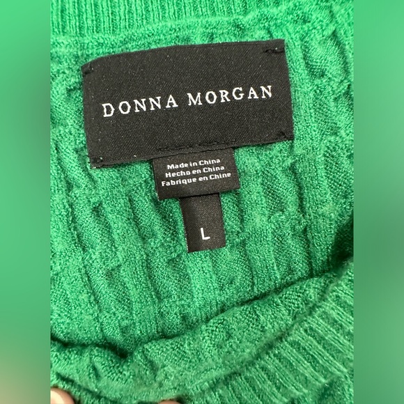 Donna Morgan Green Cable Knit Sweater Dress Size Large - Picture 4 of 4